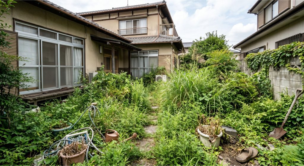 雑草が生い茂った住宅